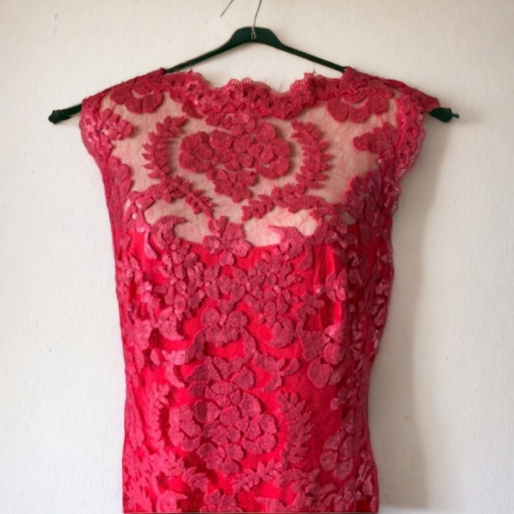 Tadashi Shoji Paillette Embroidered Illusion Lace Dress Size 14 - Picture 7 of 16